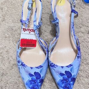 Nine West Blue Floral Heels